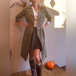 Express Olive Green Trench Coat